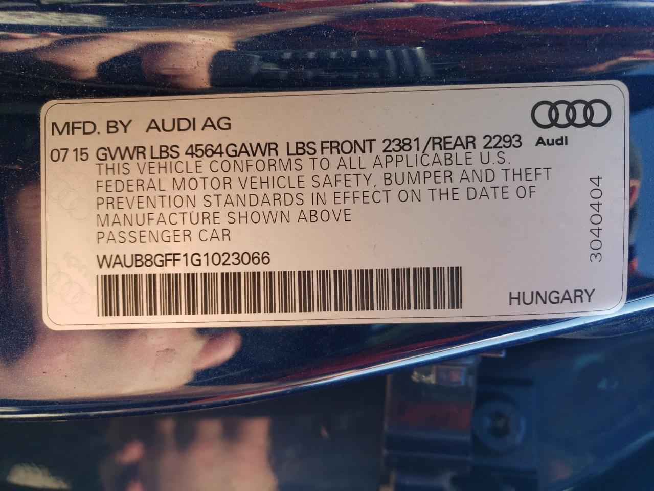 2016 Audi A3 Premium VIN: WAUB8GFF1G1023066 Lot: 80683615