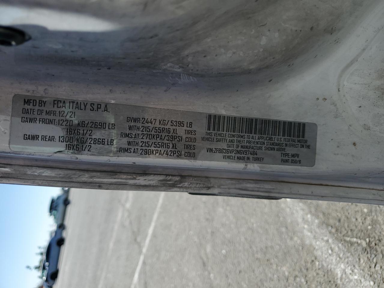 2022 Ram Promaster City Tradesman VIN: ZFB636VP3N6V97484 Lot: 71878015