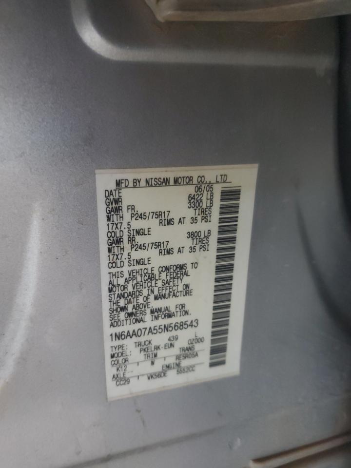 2005 Nissan Titan Xe VIN: 1N6AA07A55N568543 Lot: 81477545