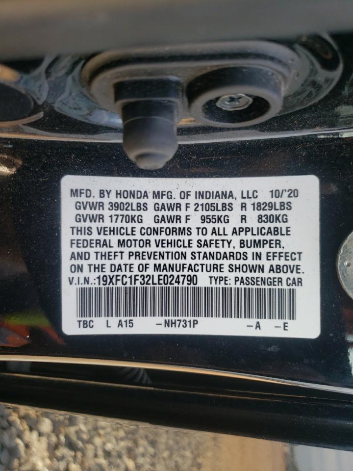 2020 Honda Civic Ex VIN: 19XFC1F32LE024790 Lot: 80277995