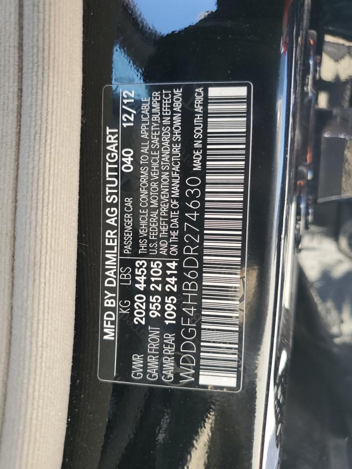 2013 Mercedes-Benz C 250 VIN: WDDGF4HB6DR274630 Lot: 83974325