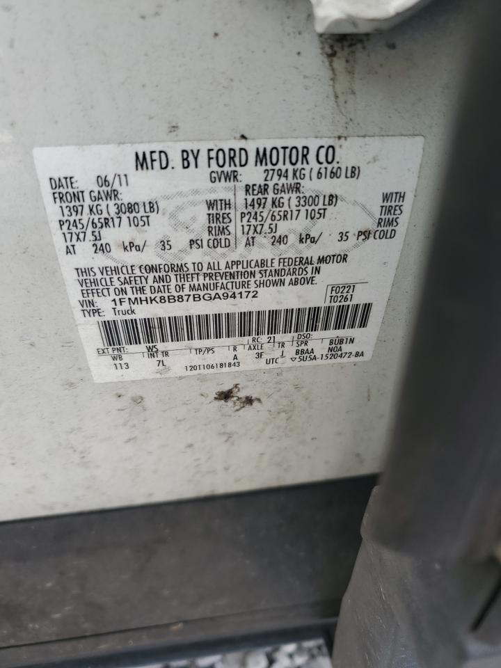 2011 Ford Explorer VIN: 1FMHK8B87BGA94172 Lot: 71093015