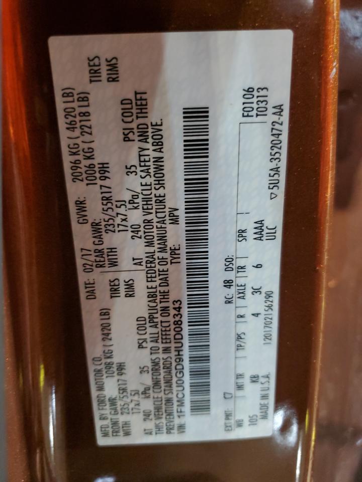 2017 Ford Escape Se VIN: 1FMCU0GD9HUD08343 Lot: 83815675