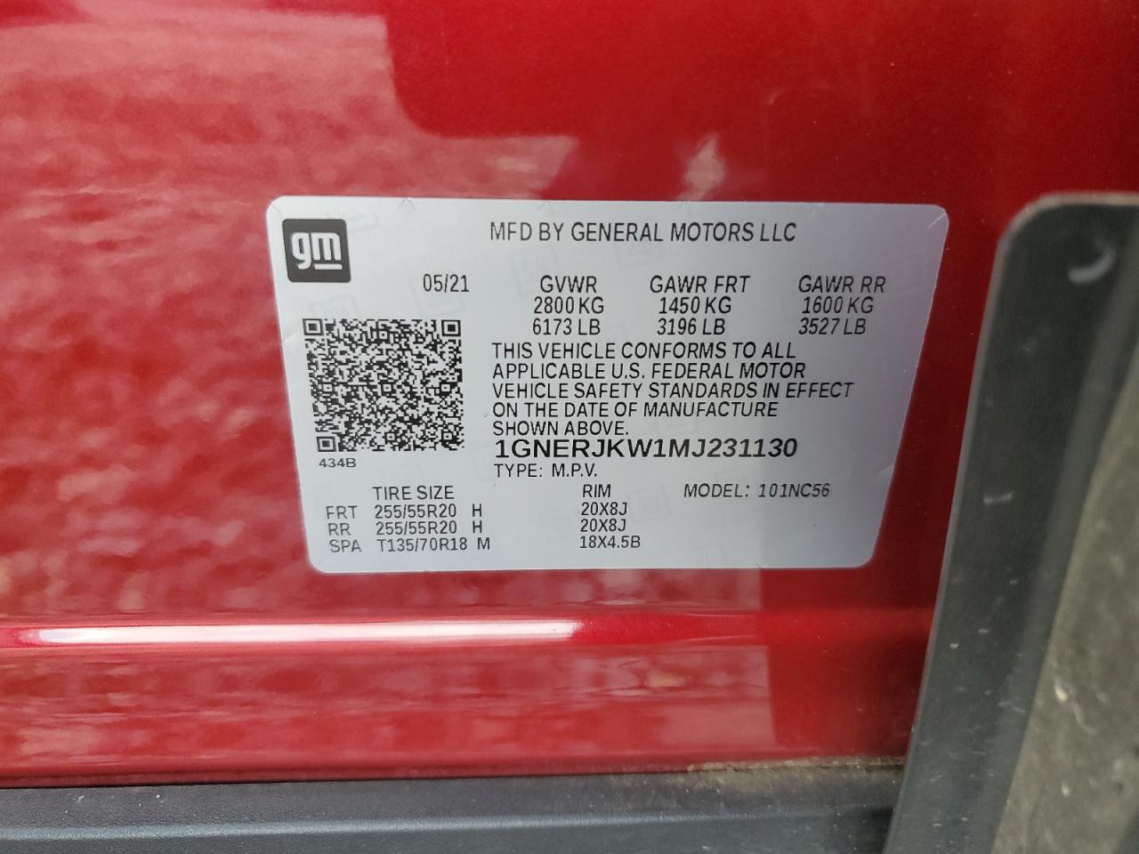 2021 Chevrolet Traverse Rs VIN: 1GNERJKW1MJ231130 Lot: 71292195