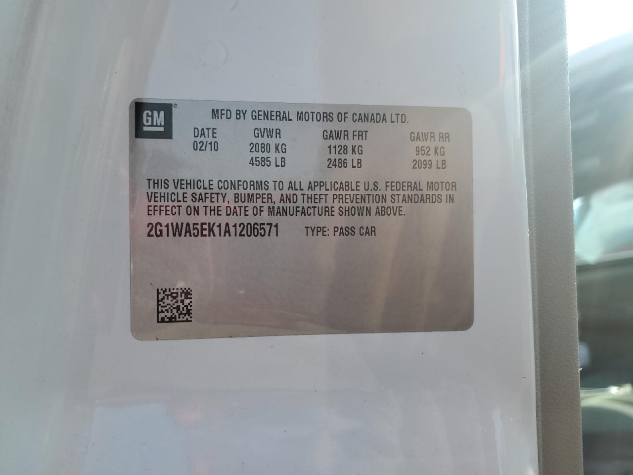 2010 Chevrolet Impala Ls VIN: 2G1WA5EK1A1206571 Lot: 71983585