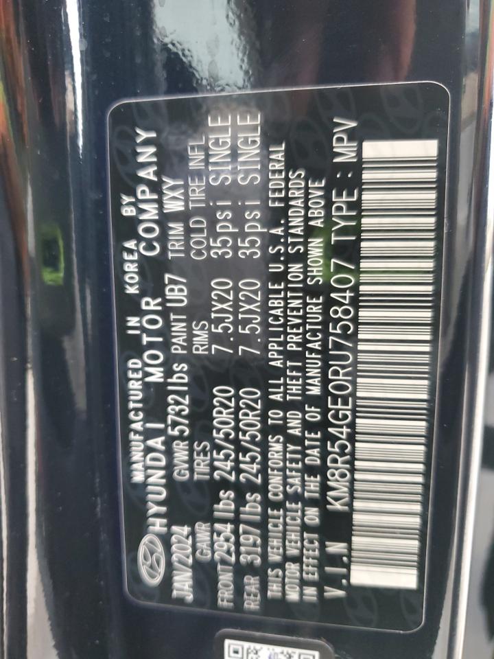 2024 Hyundai Palisade Limited VIN: KM8R54GE0RU758407 Lot: 71642665