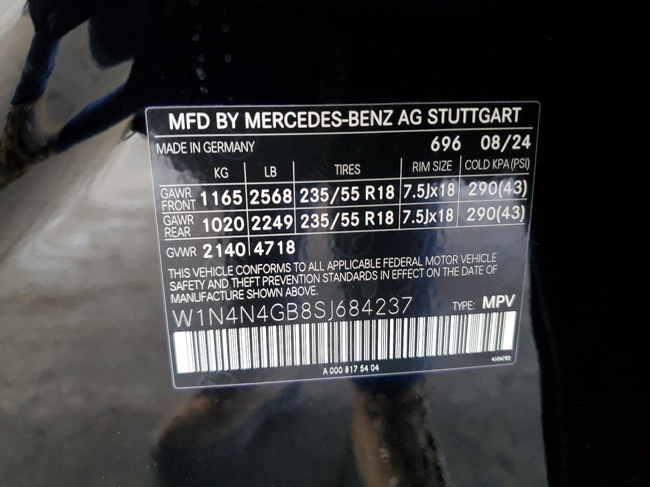 2025 Mercedes-Benz Gla 250 VIN: W1N4N4GB8SJ684237 Lot: 71294695