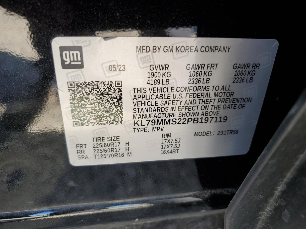 2023 Chevrolet Trailblazer Ls VIN: KL79MMS22PB197119 Lot: 71970385