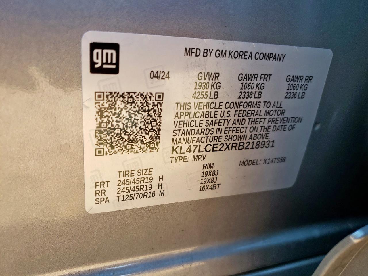 2024 Buick Envista Avenir VIN: KL47LCE2XRB218931 Lot: 80178635