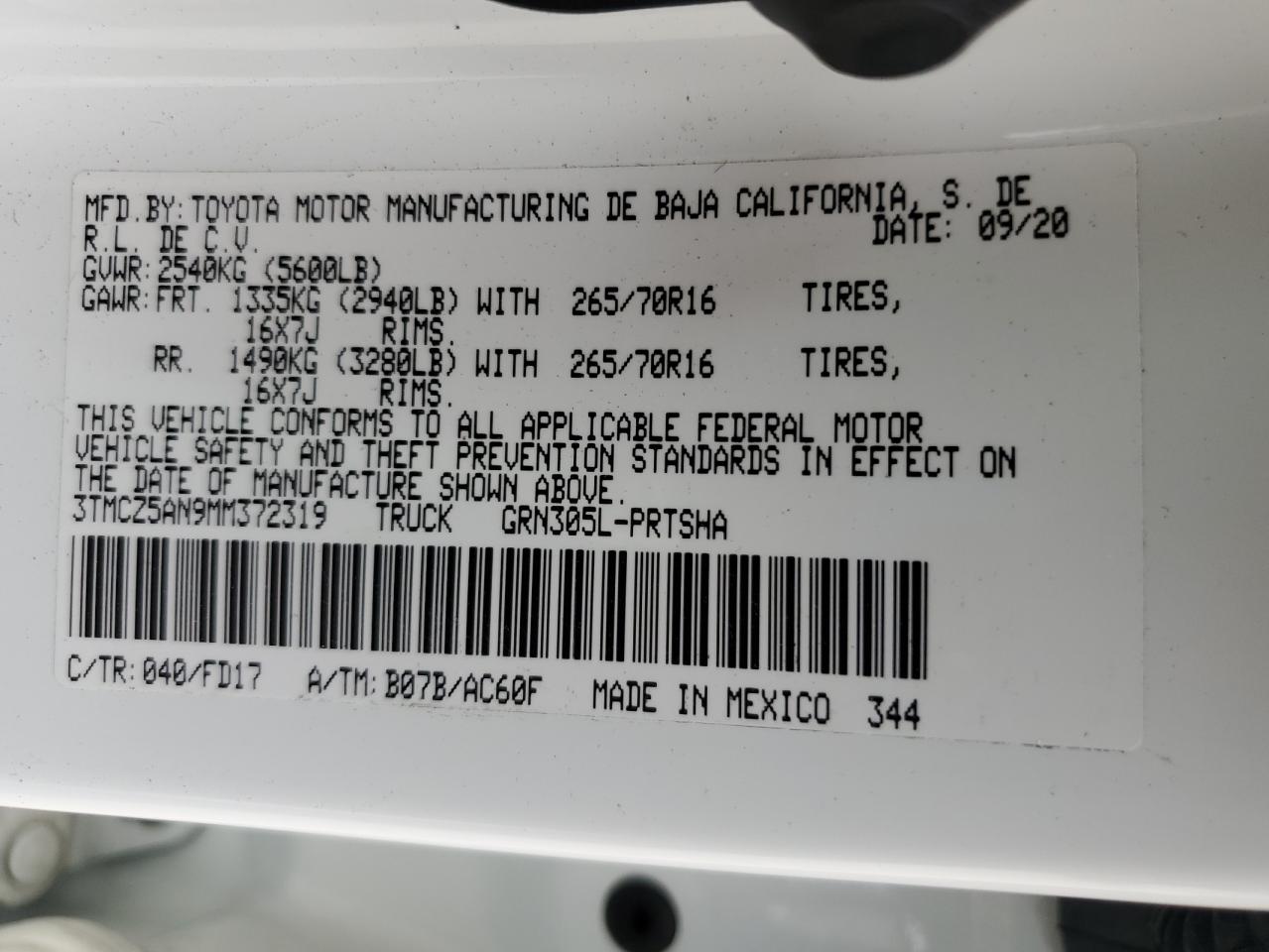 2021 Toyota Tacoma Double Cab VIN: 3TMCZ5AN9MM372319 Lot: 80311425