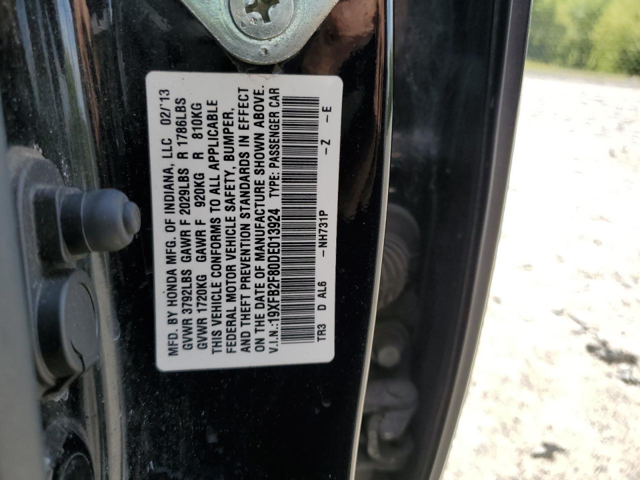 2013 Honda Civic Ex VIN: 19XFB2F80DE013924 Lot: 71780745