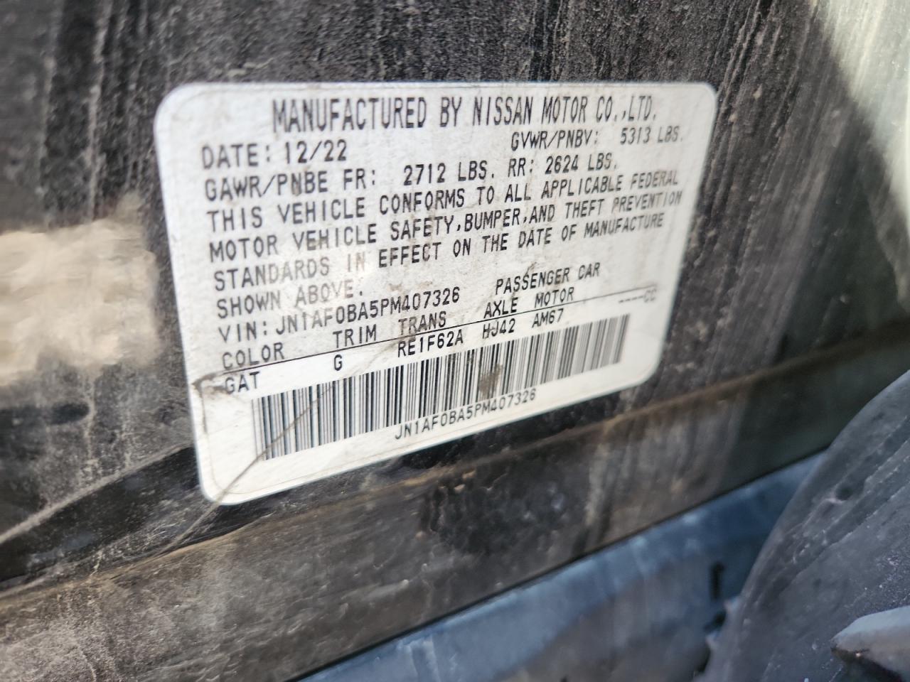 2023 Nissan Ariya Engage VIN: JN1AF0BA5PM407326 Lot: 70574035