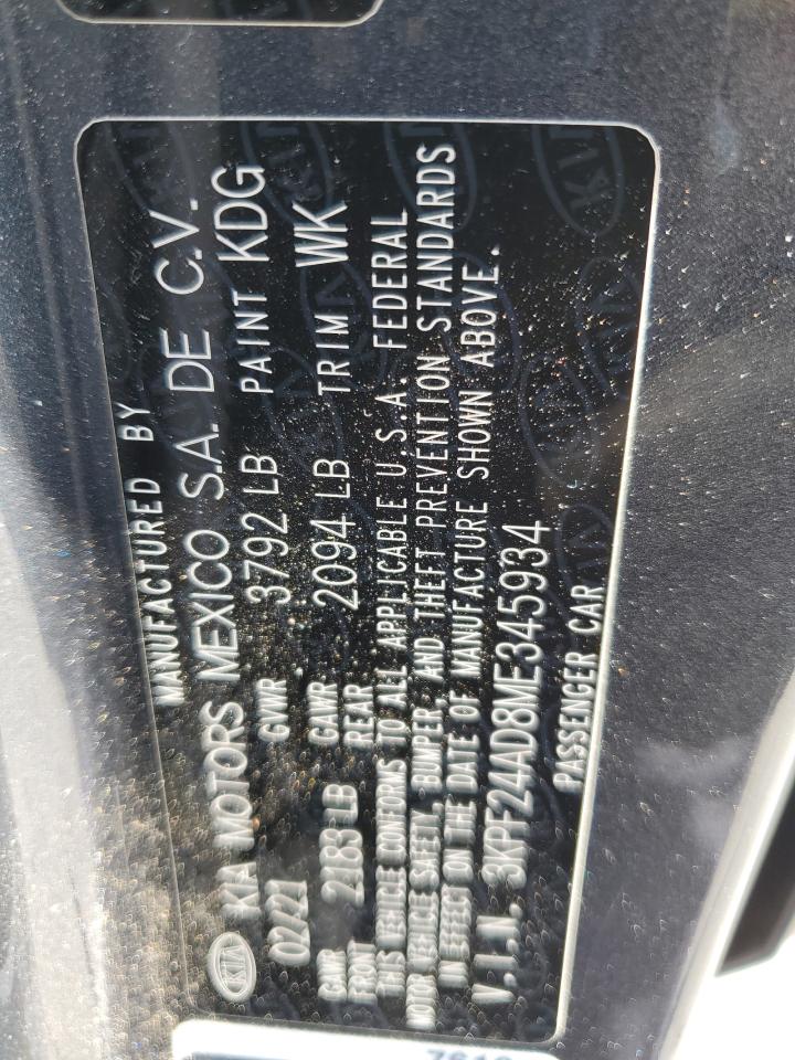 2021 Kia Forte Fe VIN: 3KPF24AD8ME345934 Lot: 82092075