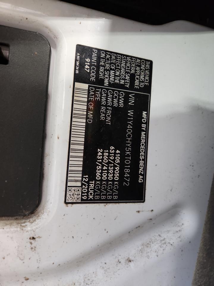 2019 Mercedes-Benz Sprinter 2500 VIN: W1Y40CHY5KT018472 Lot: 71696445