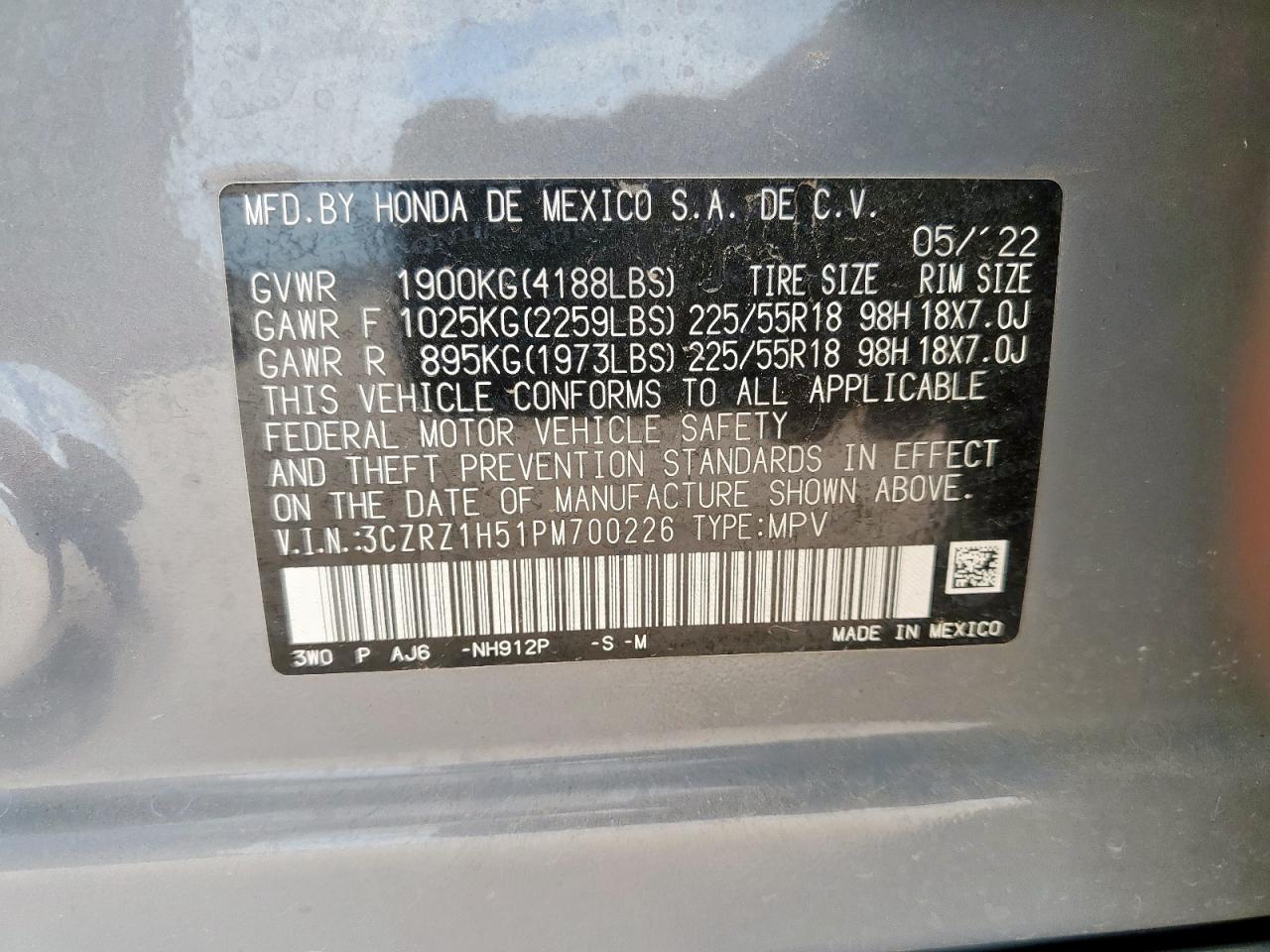 2023 Honda Hr-V Sport VIN: 3CZRZ1H51PM700226 Lot: 71598955