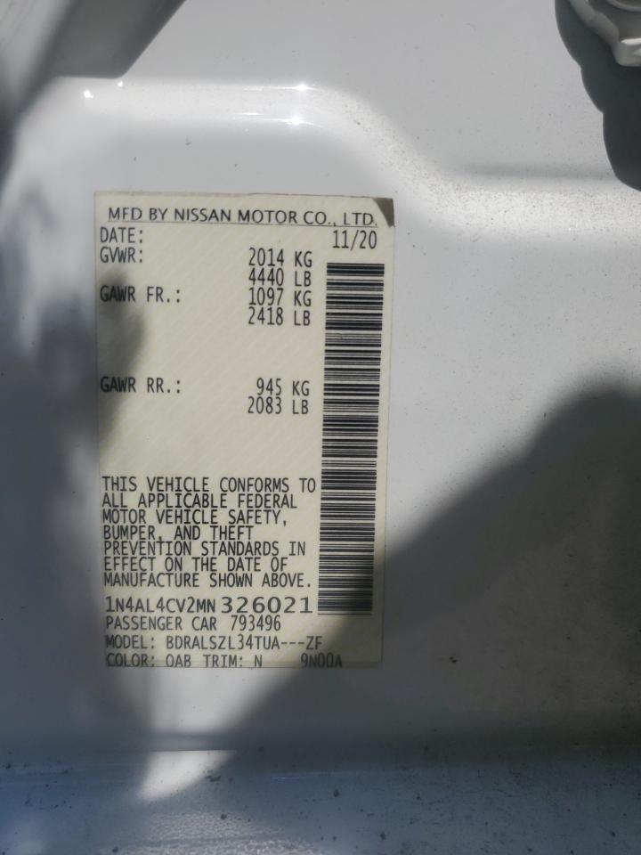 2021 Nissan Altima Sr VIN: 1N4AL4CV2MN326021 Lot: 80361695