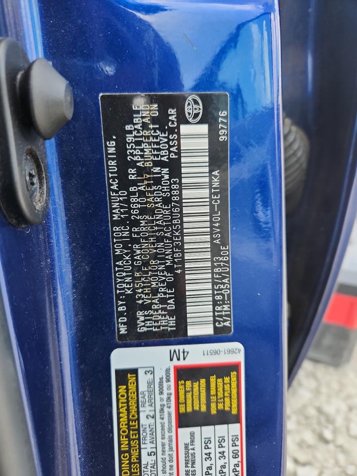 2011 Toyota Camry Base VIN: 4T1BF3EK5BU678883 Lot: 81550365