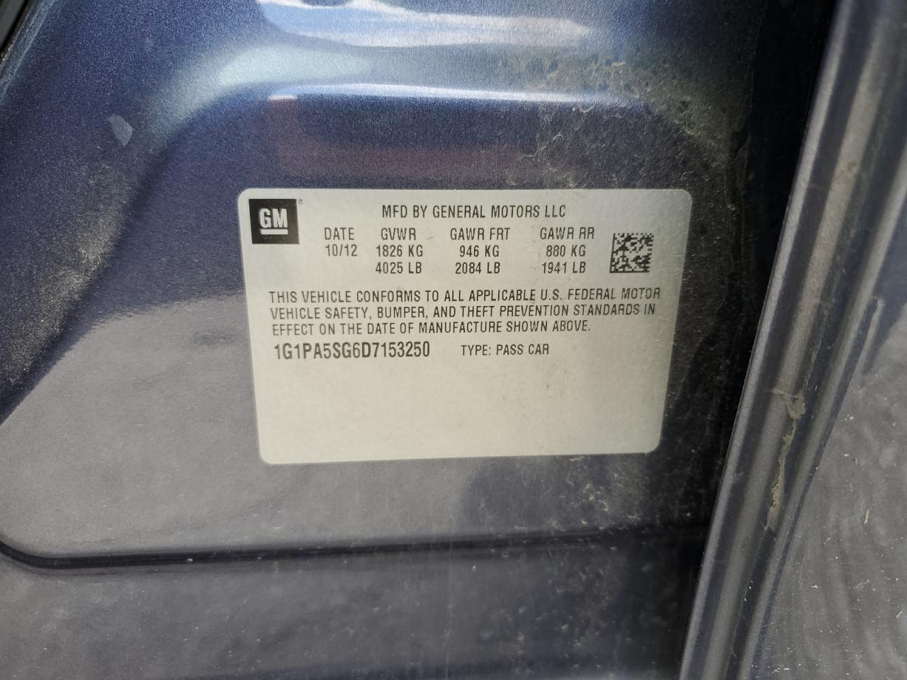 2013 Chevrolet Cruze Ls VIN: 1G1PA5SG6D7153250 Lot: 84363105