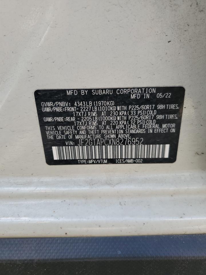 2022 Subaru Crosstrek Premium VIN: JF2GTAPCXN8276952 Lot: 69287805