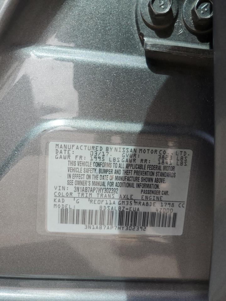 2017 Nissan Sentra S VIN: 3N1AB7AP7HY302392 Lot: 81449095