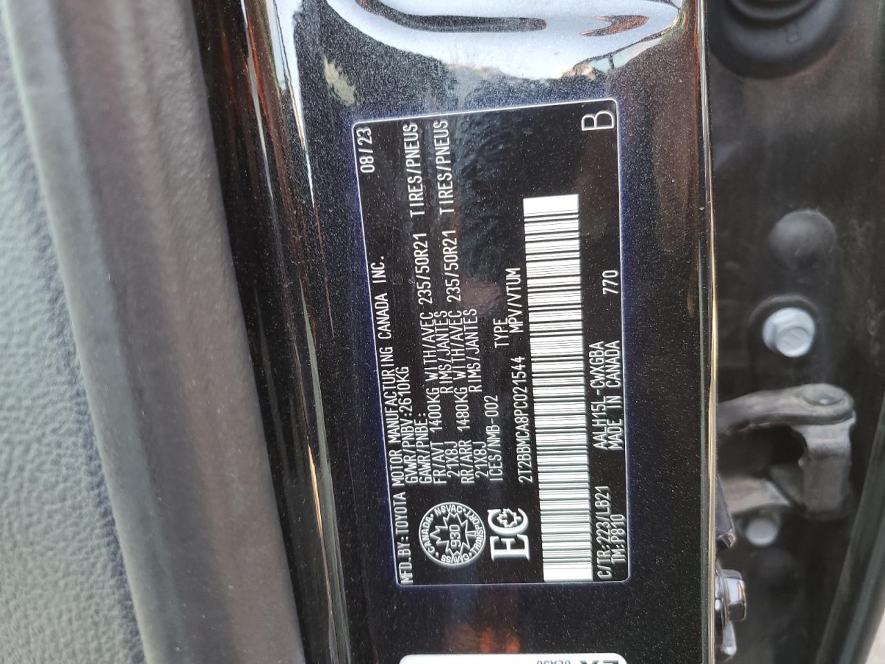 2023 Lexus Rx 350H Base VIN: 2T2BBMCA8PC021544 Lot: 80221985