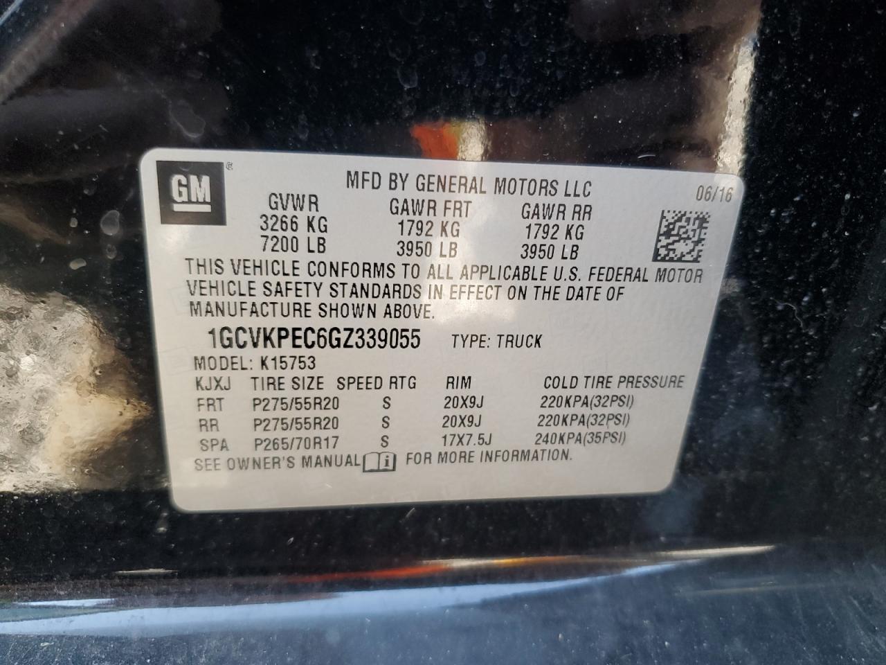2016 Chevrolet Silverado K1500 Custom VIN: 1GCVKPEC6GZ339055 Lot: 84416055