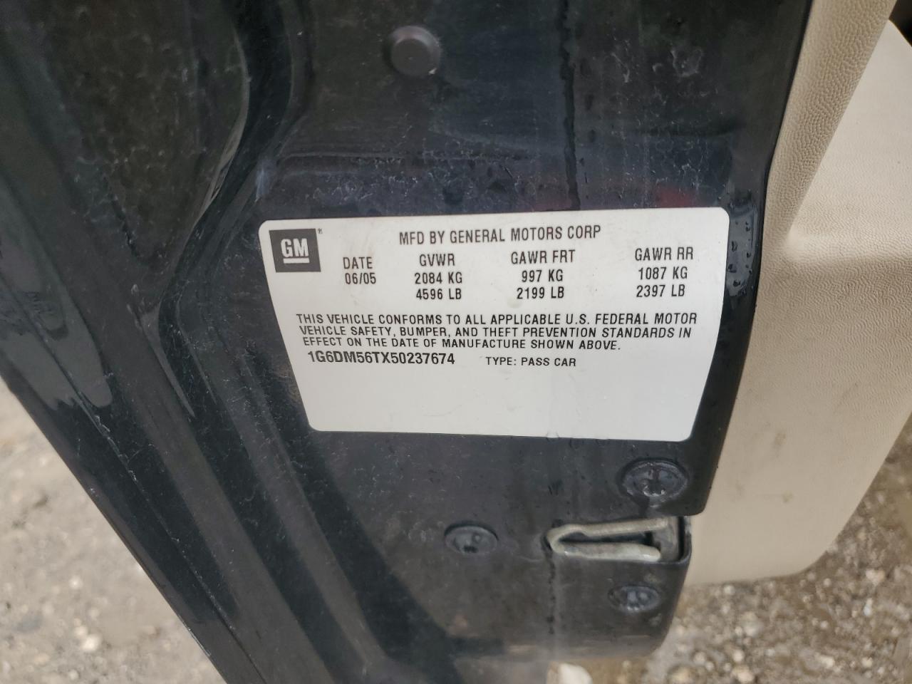 2005 Cadillac Cts VIN: 1G6DM56TX50237674 Lot: 81751355