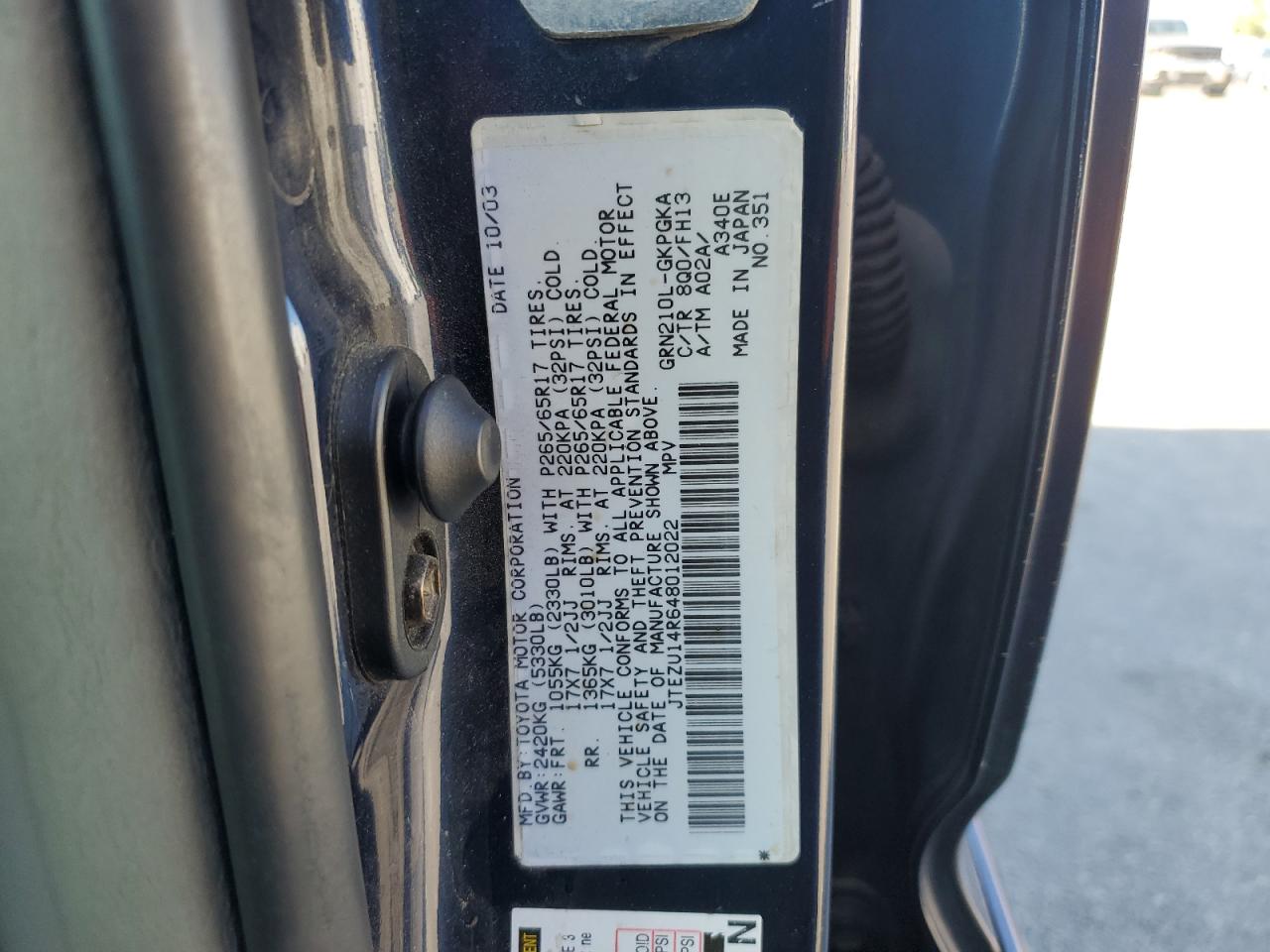 2004 Toyota 4Runner Sr5 VIN: JTEZU14R648012022 Lot: 80376705