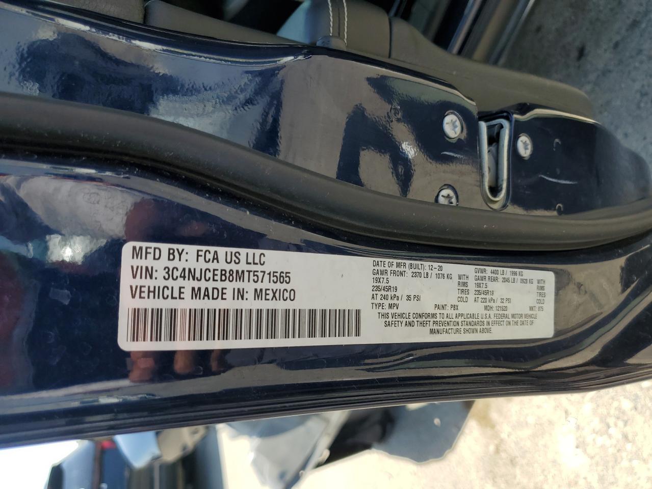 2021 Jeep Compass 80Th Edition VIN: 3C4NJCEB8MT571565 Lot: 71503545