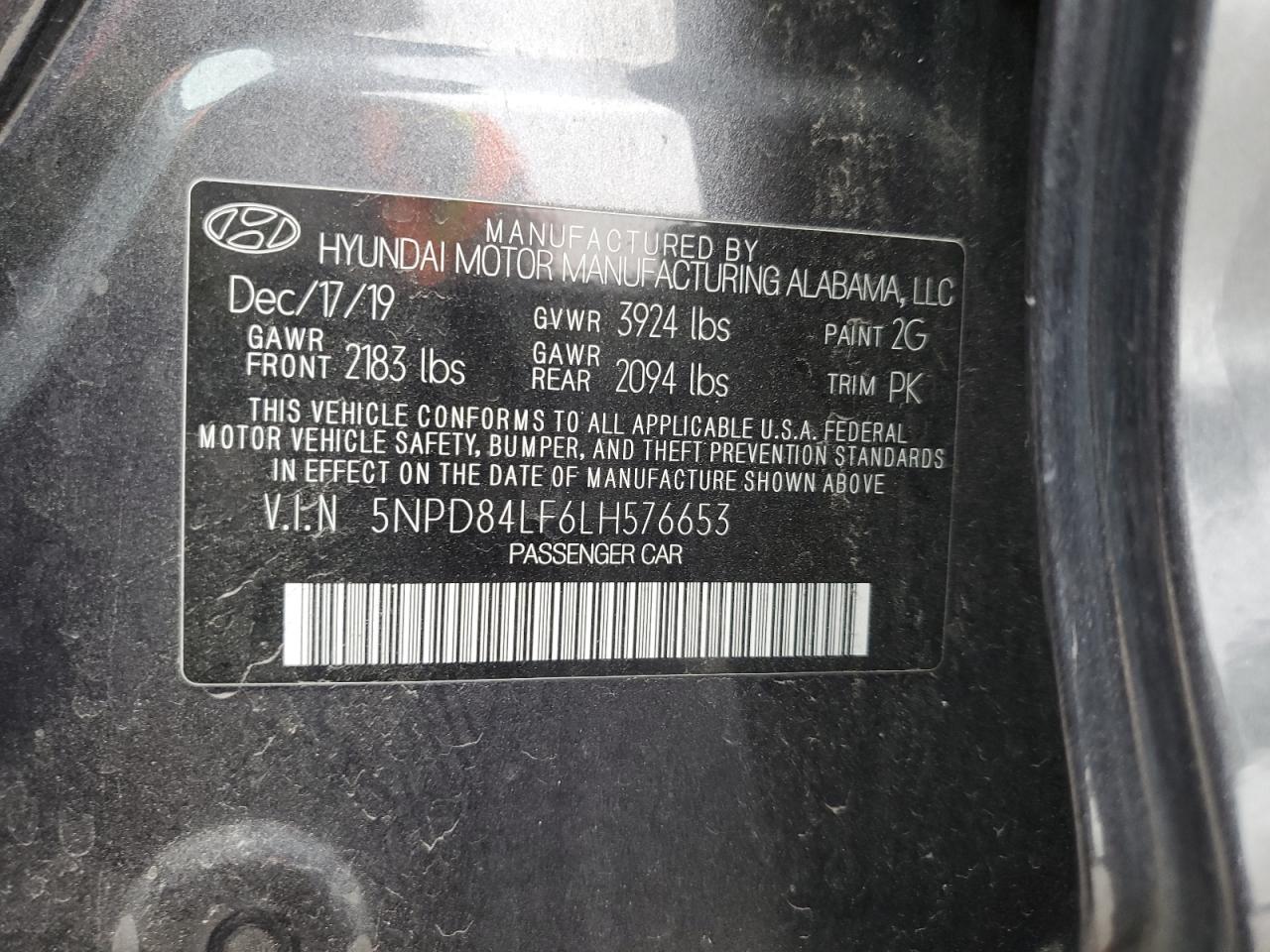 2020 Hyundai Elantra Sel VIN: 5NPD84LF6LH576653 Lot: 81414815