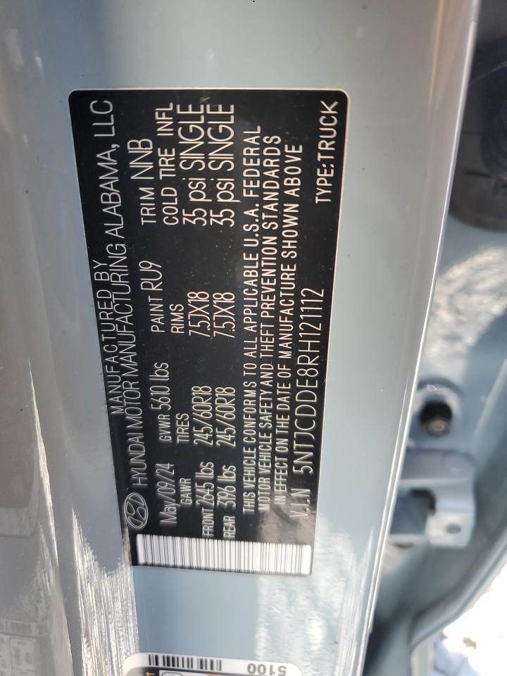 2024 Hyundai Santa Cruz Sel VIN: 5NTJCDDE8RH121112 Lot: 81754835