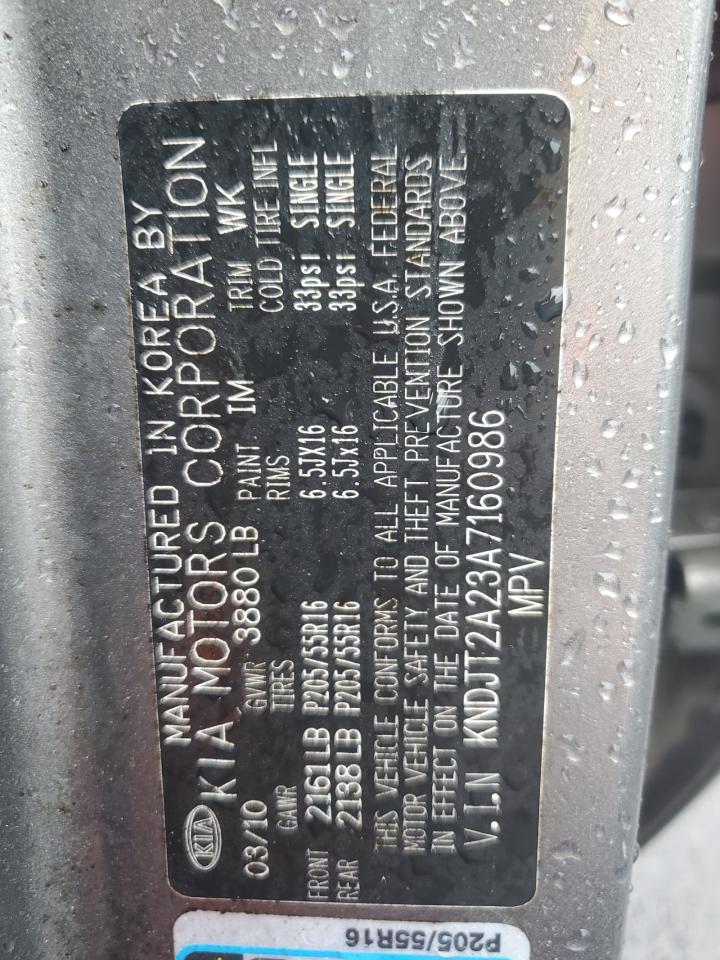 2010 Kia Soul + VIN: KNDJT2A23A7160986 Lot: 81385835