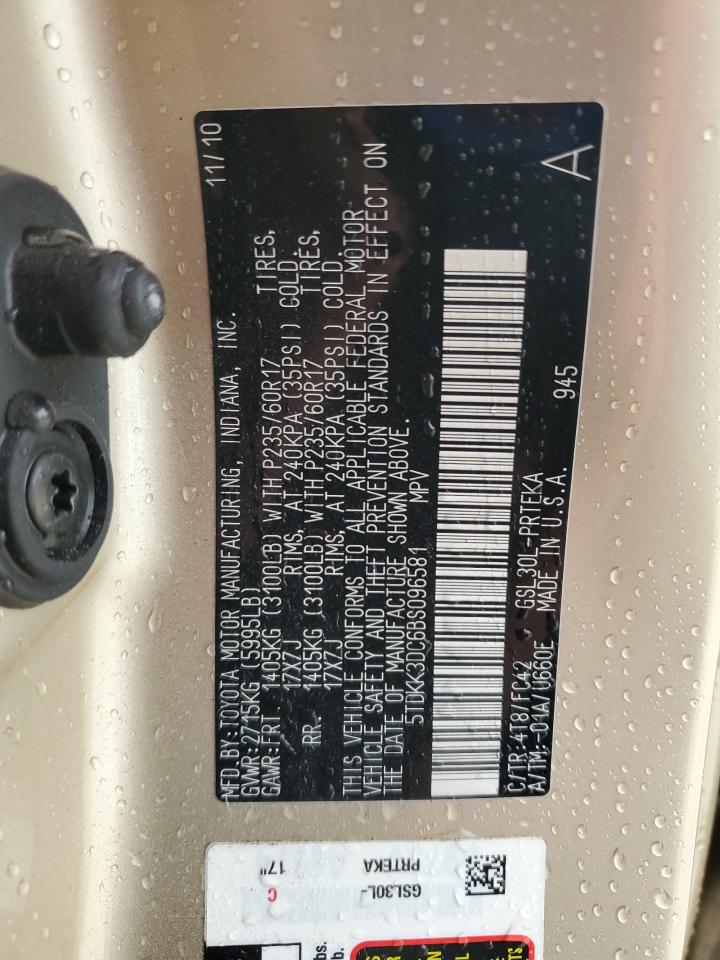 2011 Toyota Sienna Le VIN: 5TDKK3DC6BS096581 Lot: 84386505