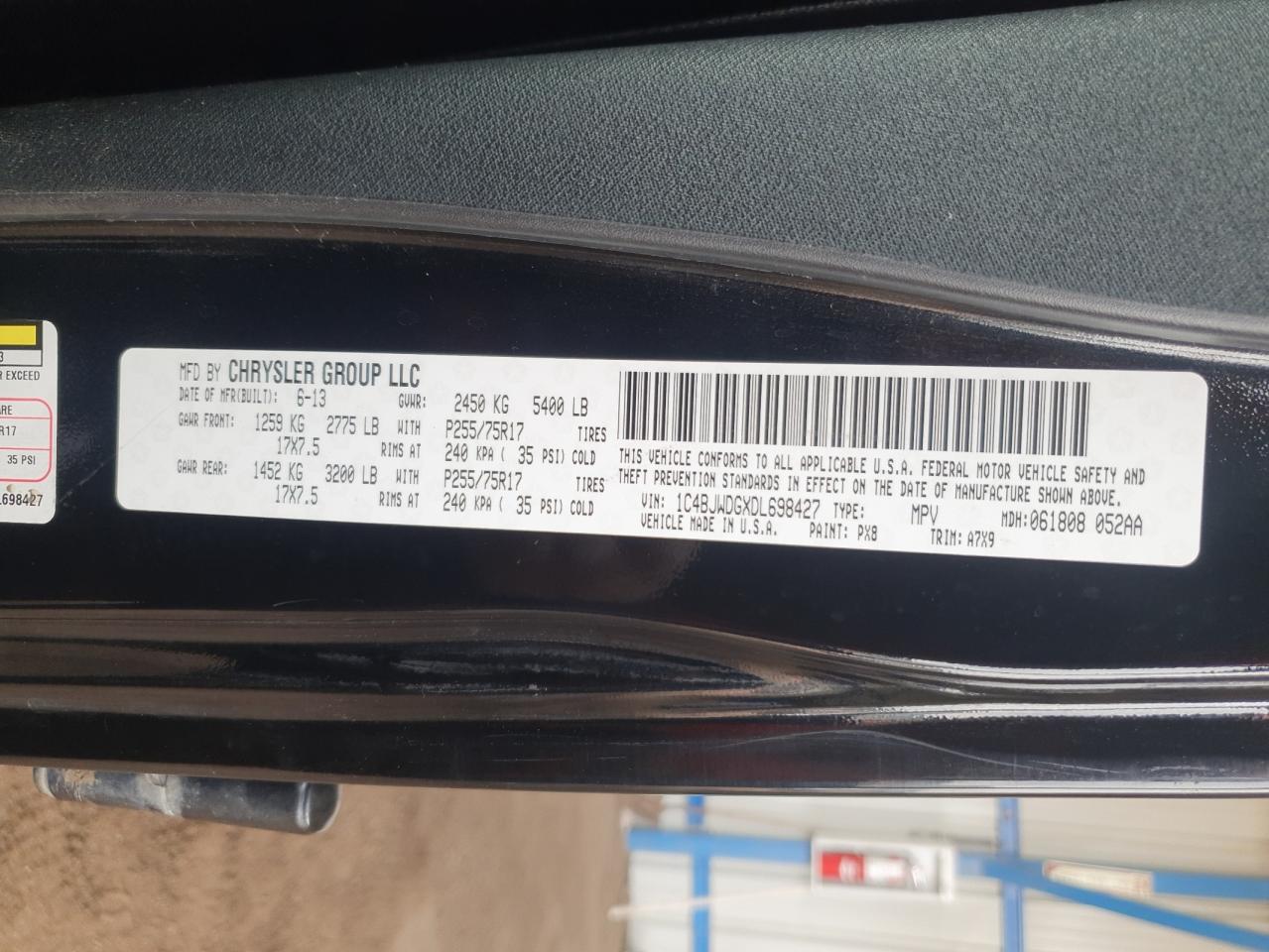 2013 Jeep Wrangler Unlimited Sport VIN: 1C4BJWDGXDL698427 Lot: 81647495