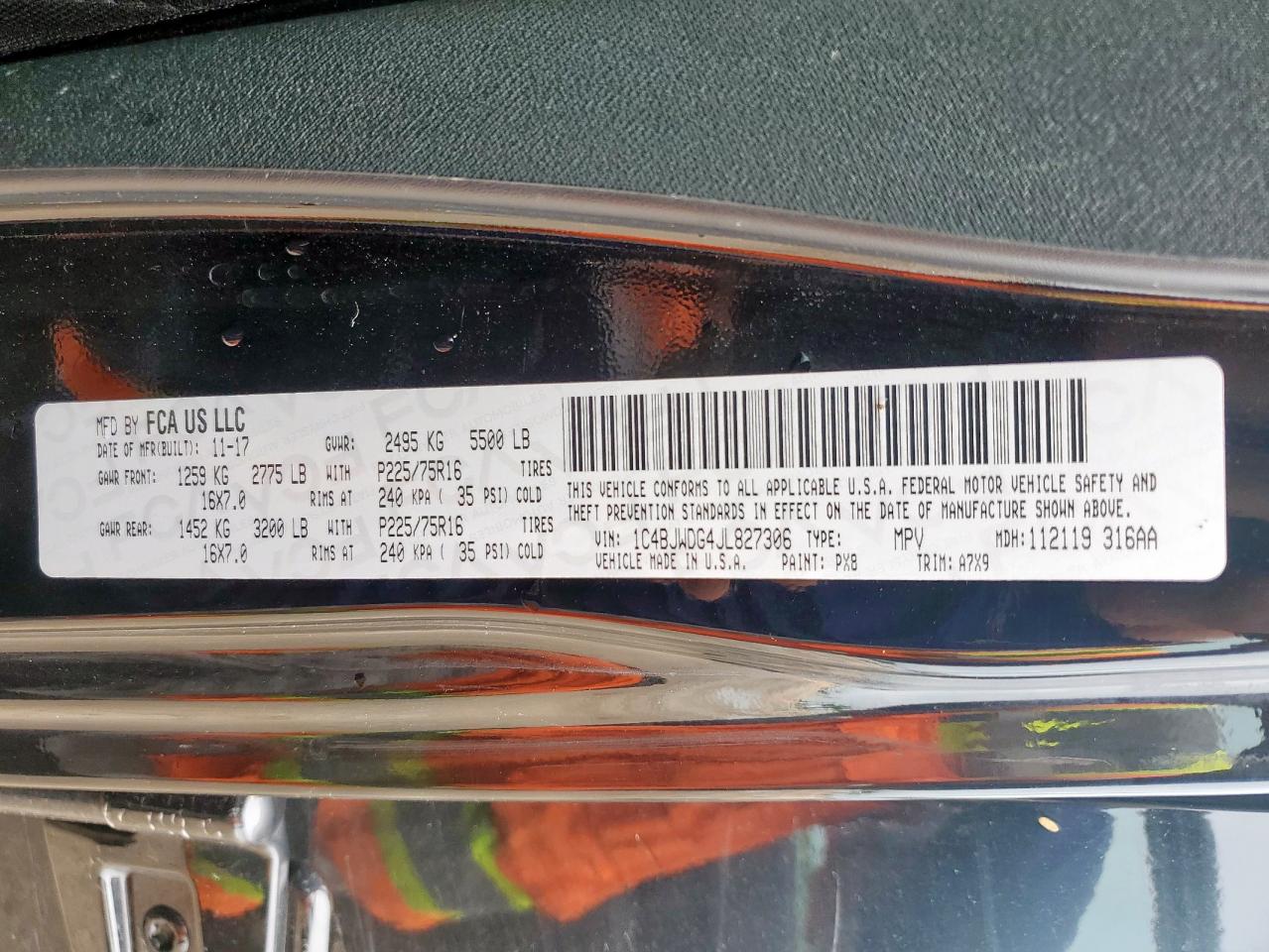 2018 Jeep Wrangler Unlimited Sport VIN: 1C4BJWDG4JL827306 Lot: 82161605