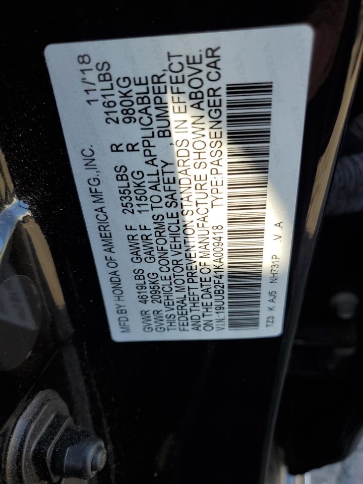 2019 Acura Tlx Technology VIN: 19UUB2F41KA009418 Lot: 72096085