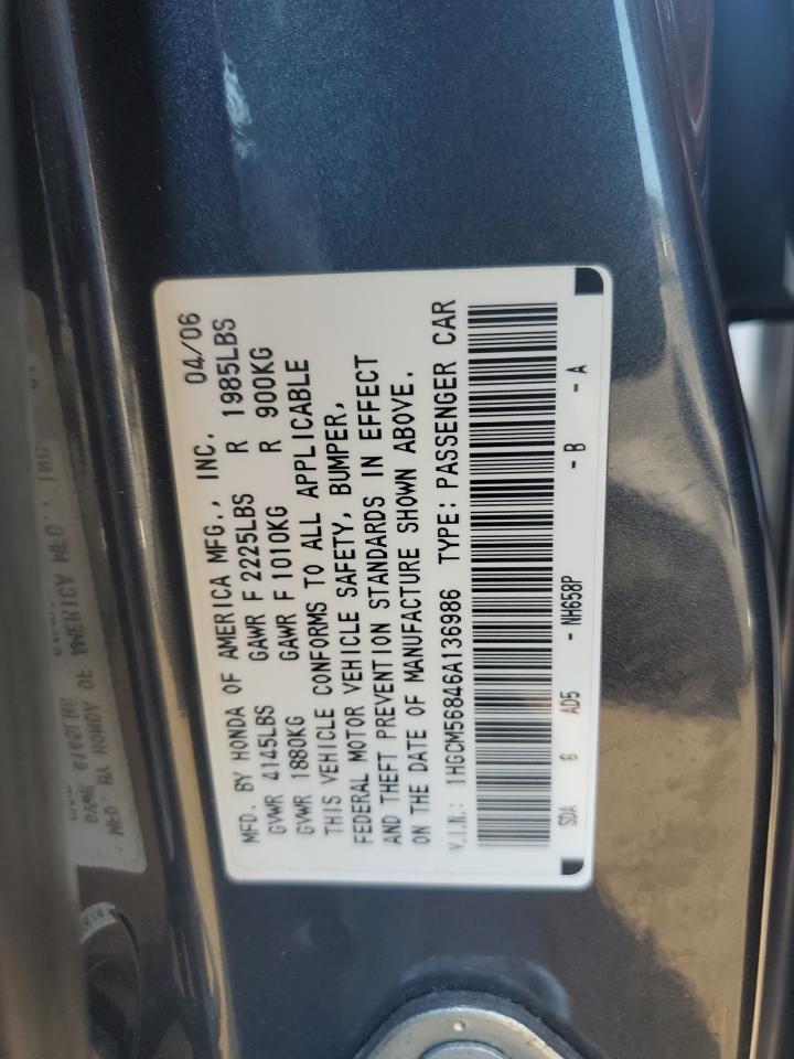 2006 Honda Accord Ex VIN: 1HGCM56846A136986 Lot: 71178735