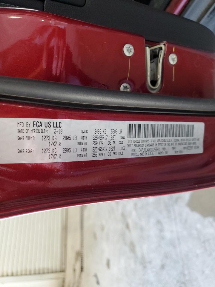 2019 Jeep Cherokee Latitude Plus VIN: 1C4PJMLX0KD125541 Lot: 84590345