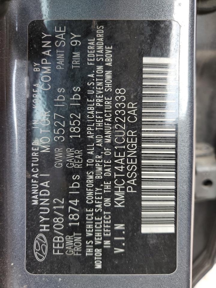 2012 Hyundai Accent Gls VIN: KMHCT4AE1CU223338 Lot: 80172065