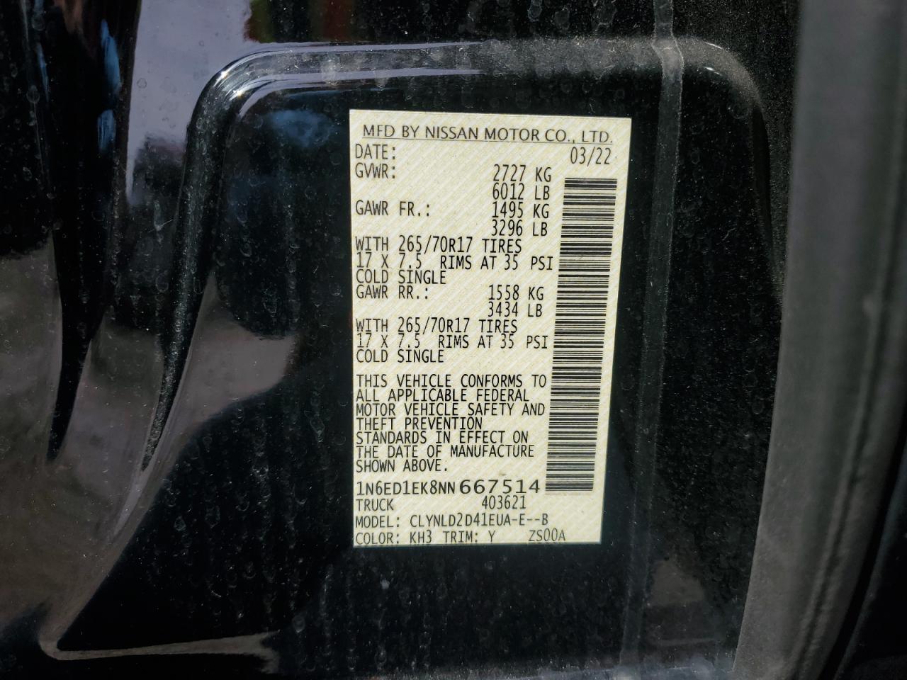 2022 Nissan Frontier S VIN: 1N6ED1EK8NN667514 Lot: 84016915