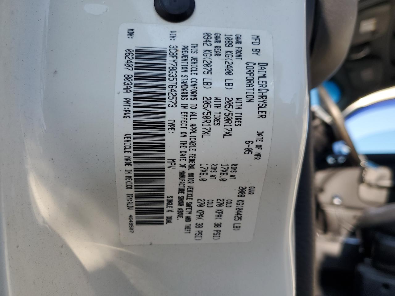 2005 Chrysler Pt Cruiser Gt VIN: 3C8FY78G35T642573 Lot: 80085995