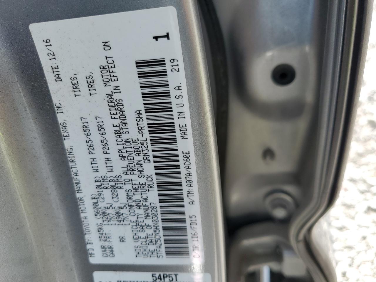 2017 Toyota Tacoma Double Cab VIN: 5TFAZ5CN5HX030287 Lot: 84213985