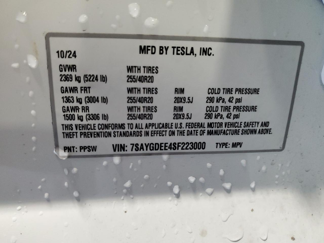 2025 Tesla Model Y VIN: 7SAYGDEE4SF223000 Lot: 69473505
