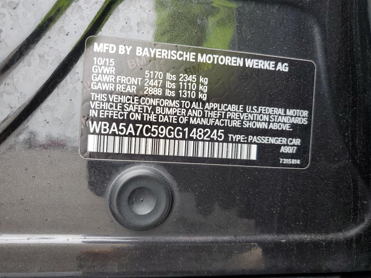 2016 BMW 528 Xi VIN: WBA5A7C59GG148245 Lot: 81288915