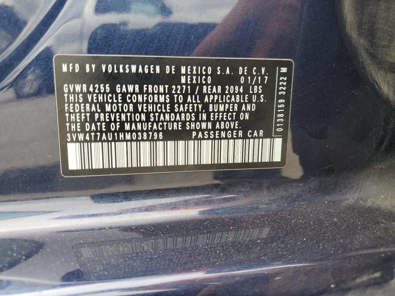 2017 Volkswagen Gti S VIN: 3VW4T7AU1HM038796 Lot: 80066685