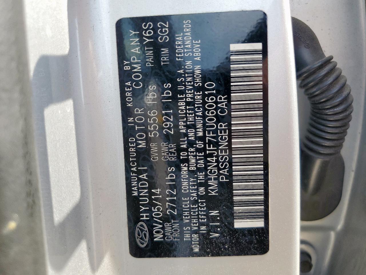 2015 Hyundai Genesis 5.0L VIN: KMHGN4JF7FU060610 Lot: 71366155