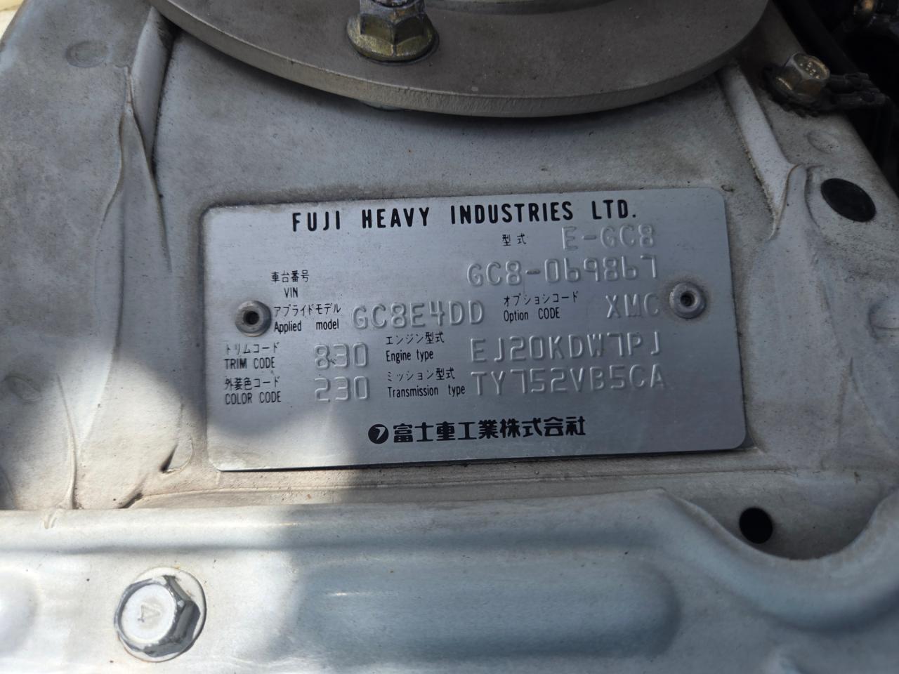 1998 Subaru Impreza VIN: GC8069867 Lot: 80289135