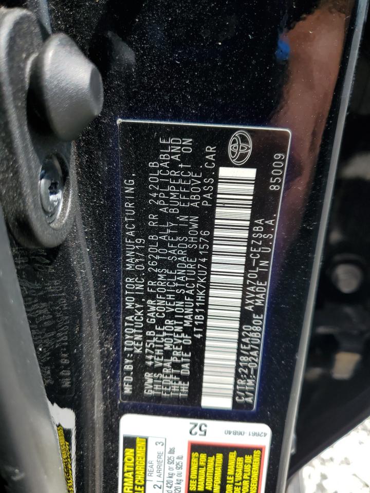 2019 Toyota Camry L VIN: 4T1B11HK7KU741576 Lot: 71667015
