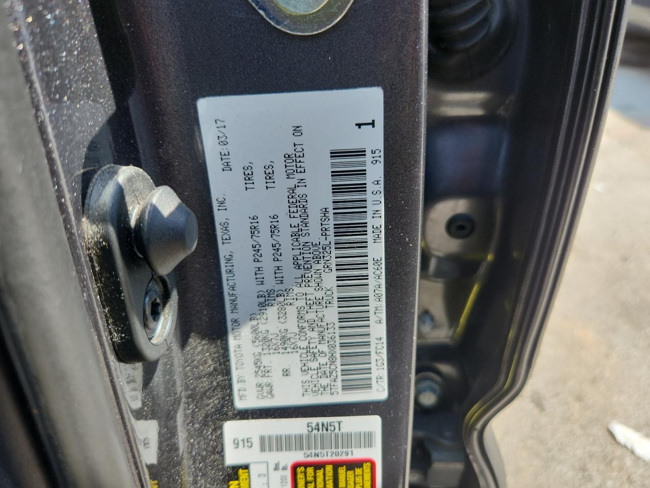 2017 Toyota Tacoma Double Cab VIN: 5TFAZ5CN8HX036133 Lot: 80144295