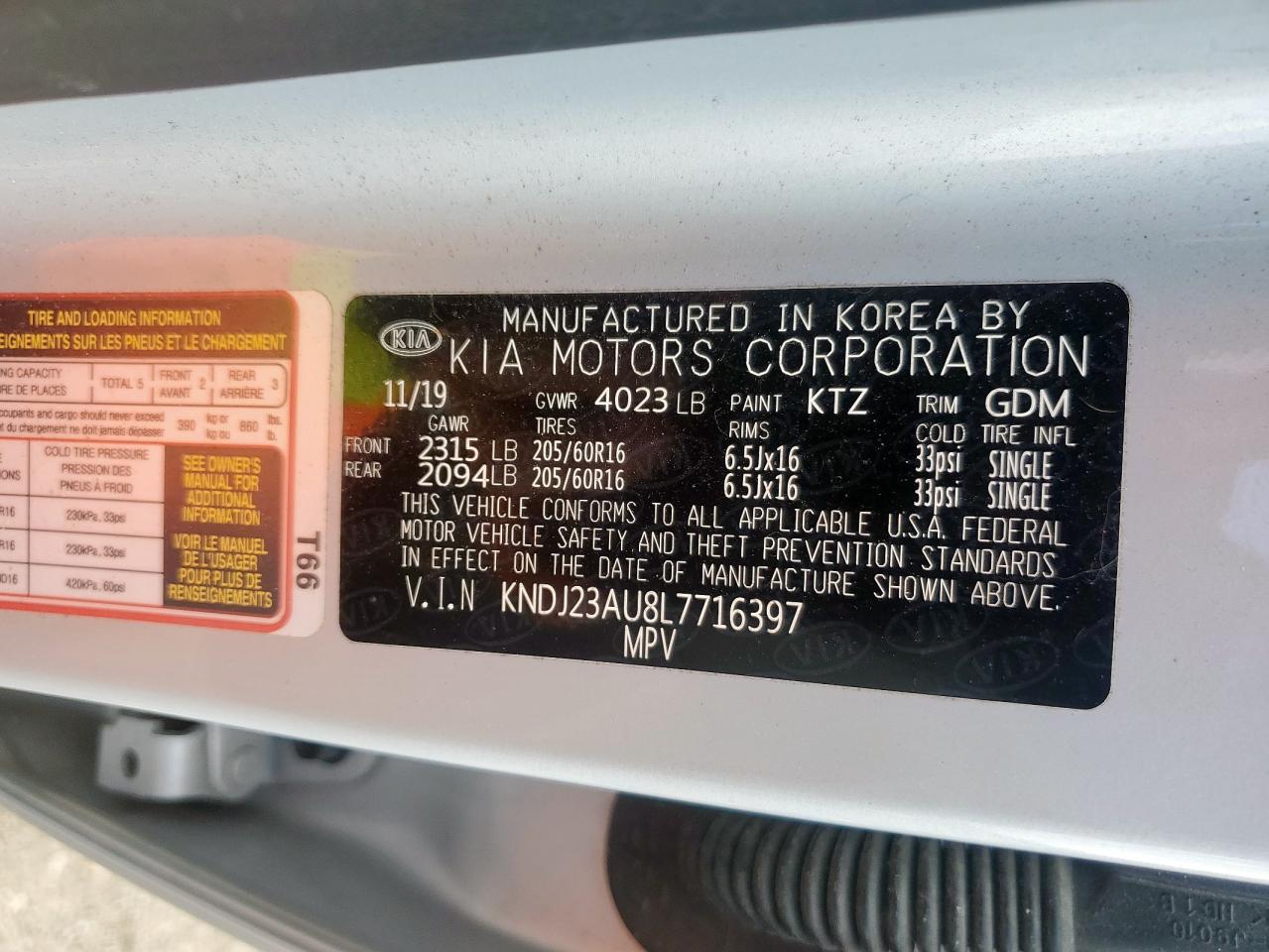 2020 Kia Soul Lx VIN: KNDJ23AU8L7716397 Lot: 84071955